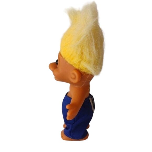 Vintage‎ Russ Berrie Lucky Troll 5'' Tall Yellow Hair Blue Shorts no Shirt - Picture 3 of 7